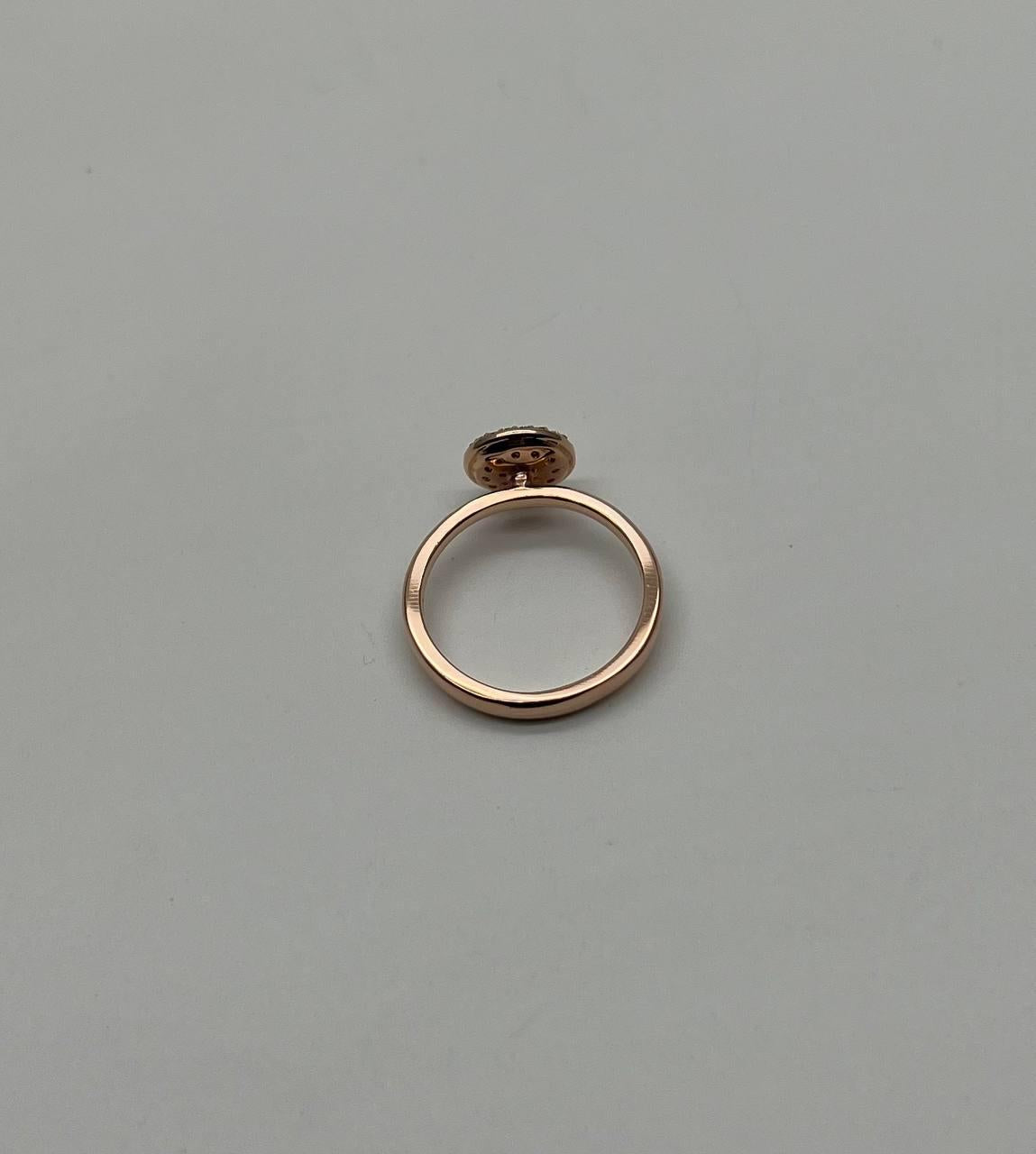 Diamond Cluster Pave Set 14K Rose Gold Statement Fashion Minimalistic Ring
