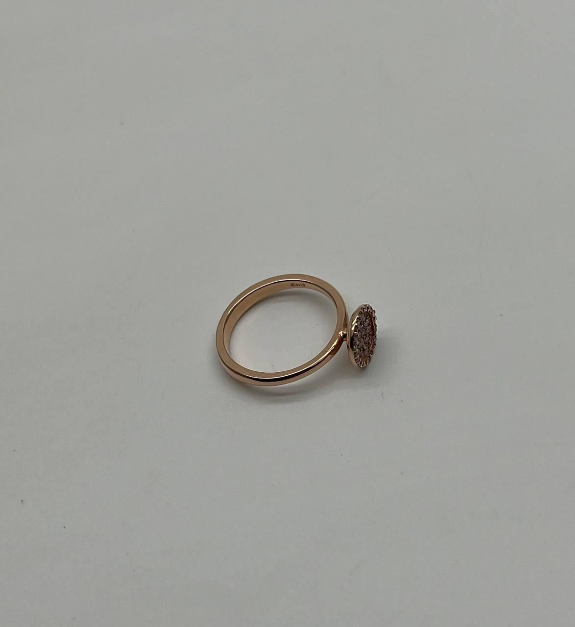 Diamond Cluster Pave Set 14K Rose Gold Statement Fashion Minimalistic Ring