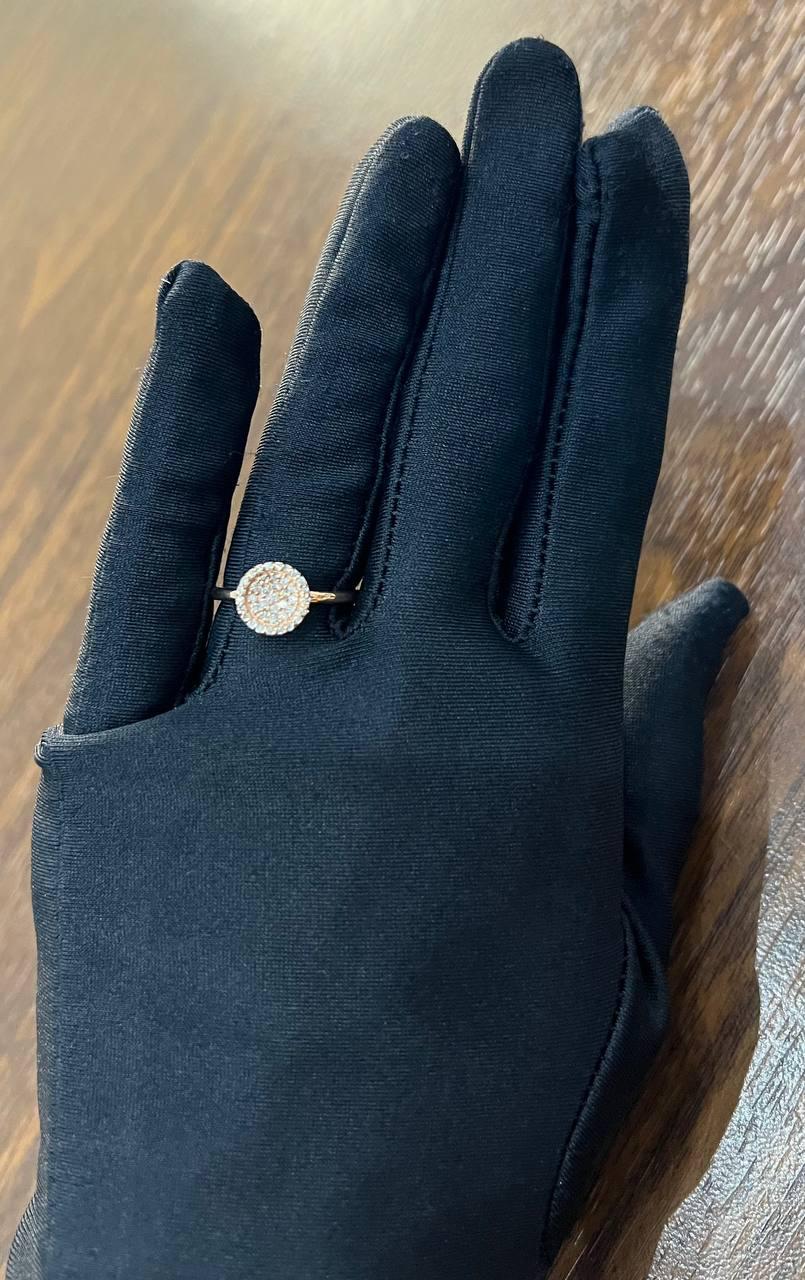 Diamond Cluster Pave Set 14K Rose Gold Statement Fashion Minimalistic Ring