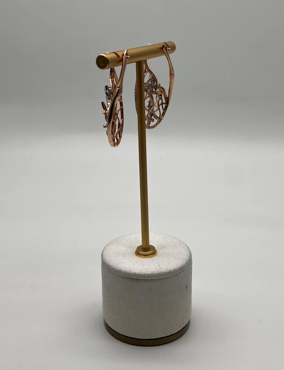 Butterfly Romance Floral Motifs Diamonds 14K Yellow Gold Drop Statement Earrings