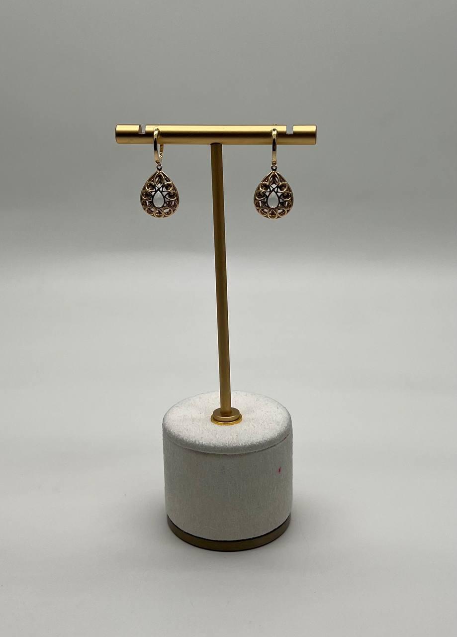 Pear Teardrop Green Amethyst Prasiolite 14K Yellow Gold Diamond Halo Earrings