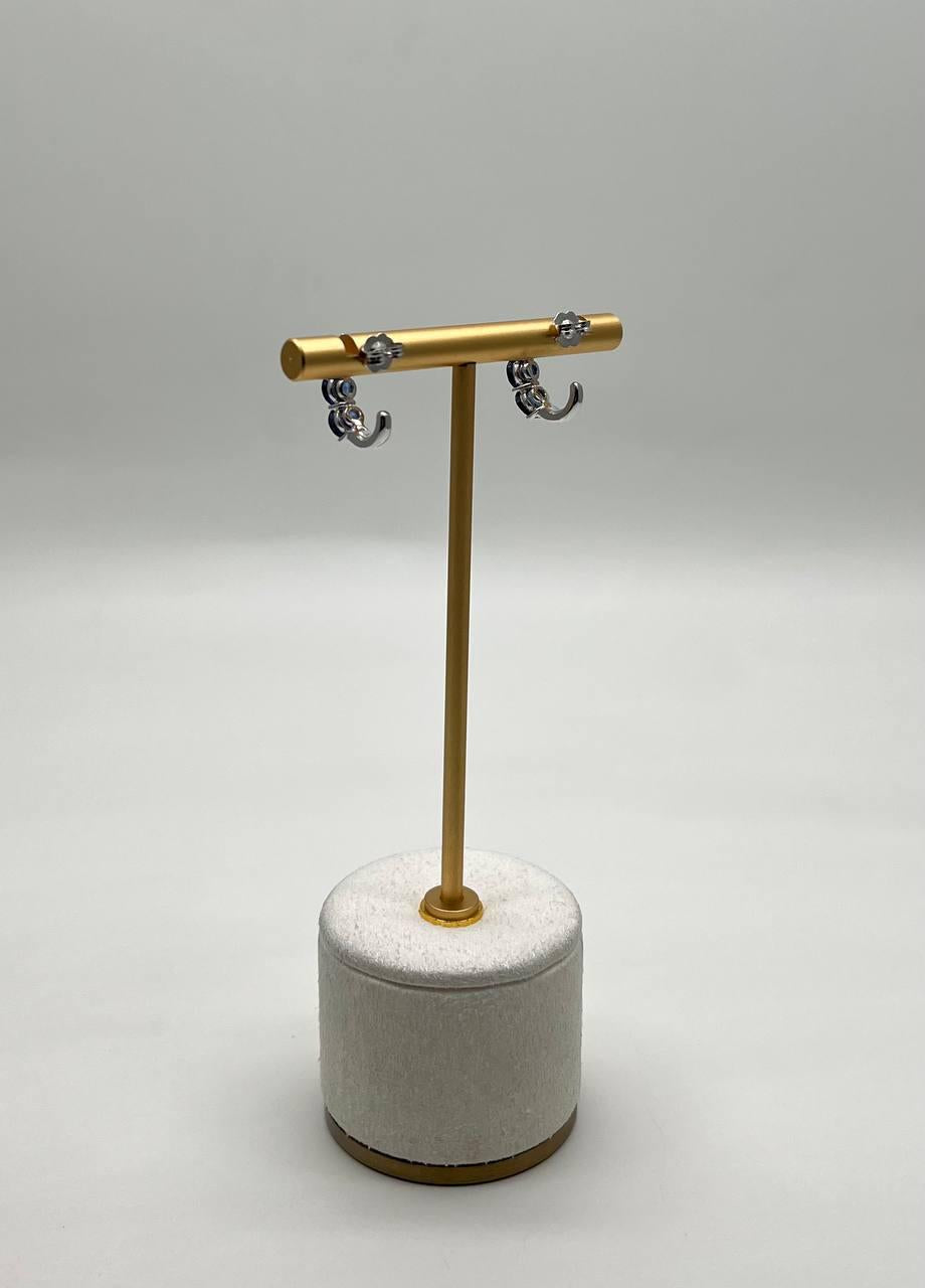 Round Blue Sapphire 14K White Gold Statement Small Huggie Hoops Earrings