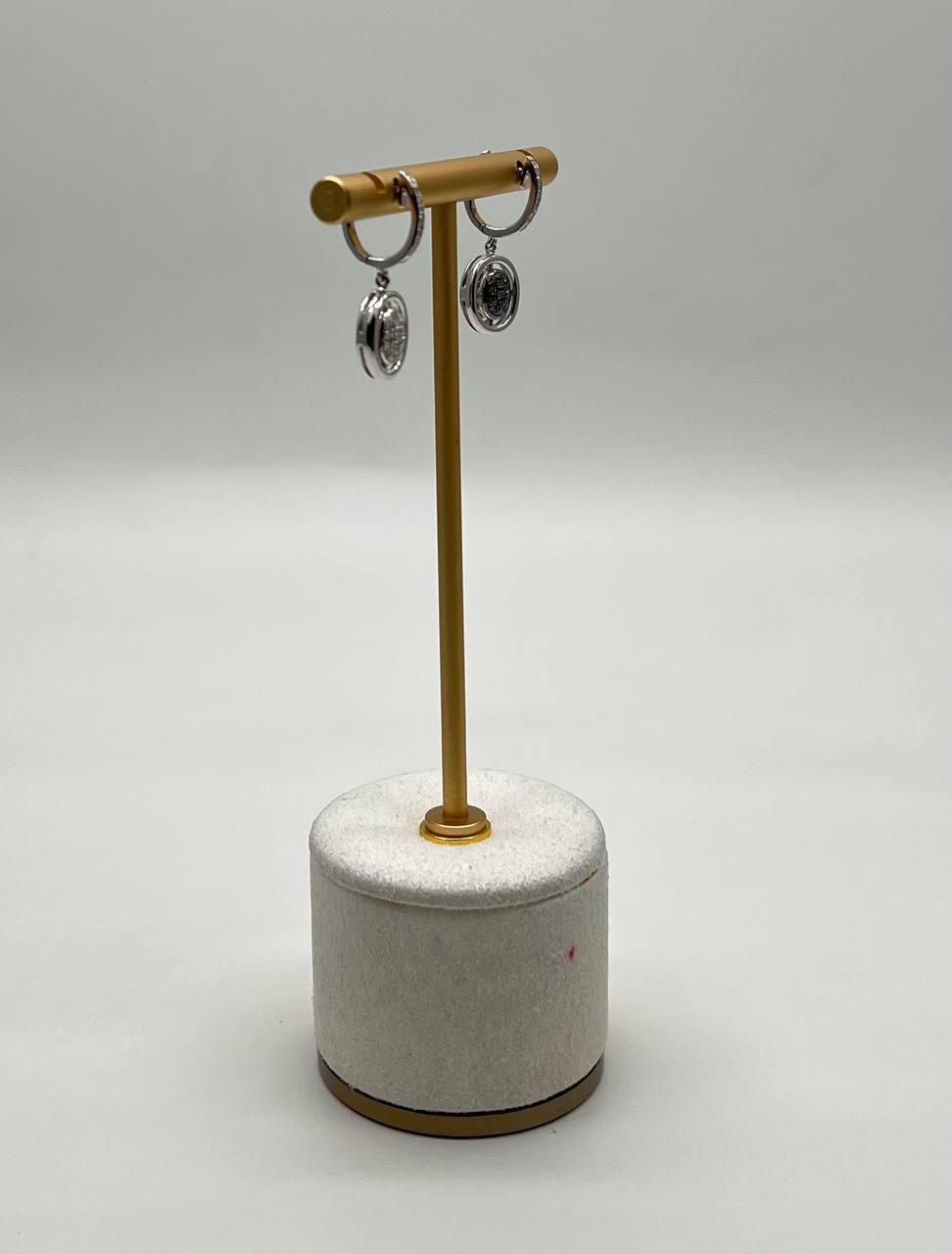 White & Black Diamonds Pave Set Double Flip 14K White Gold Huggie Drop Earrings