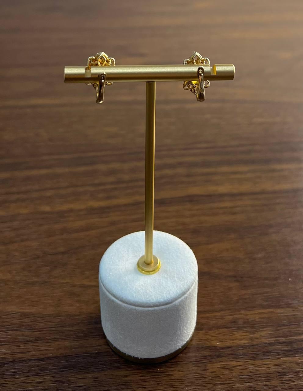 Oval Shape Amber Orange Citrine 14K Yellow Gold Diamond Stud Earrings