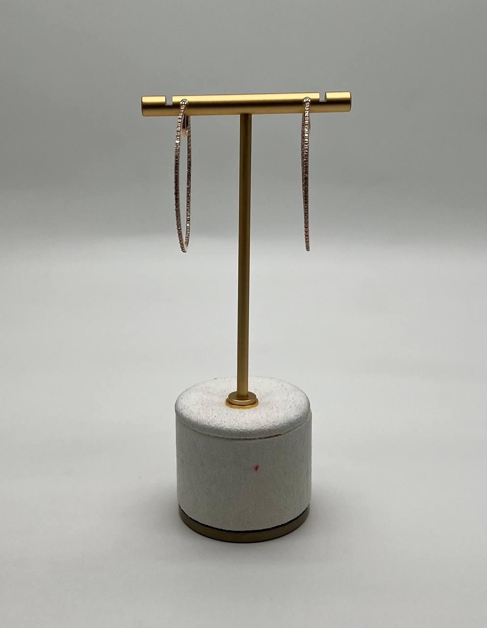 Large Jumbo Diamond Hoop 14K Rose Gold Thin Hoops Earrings