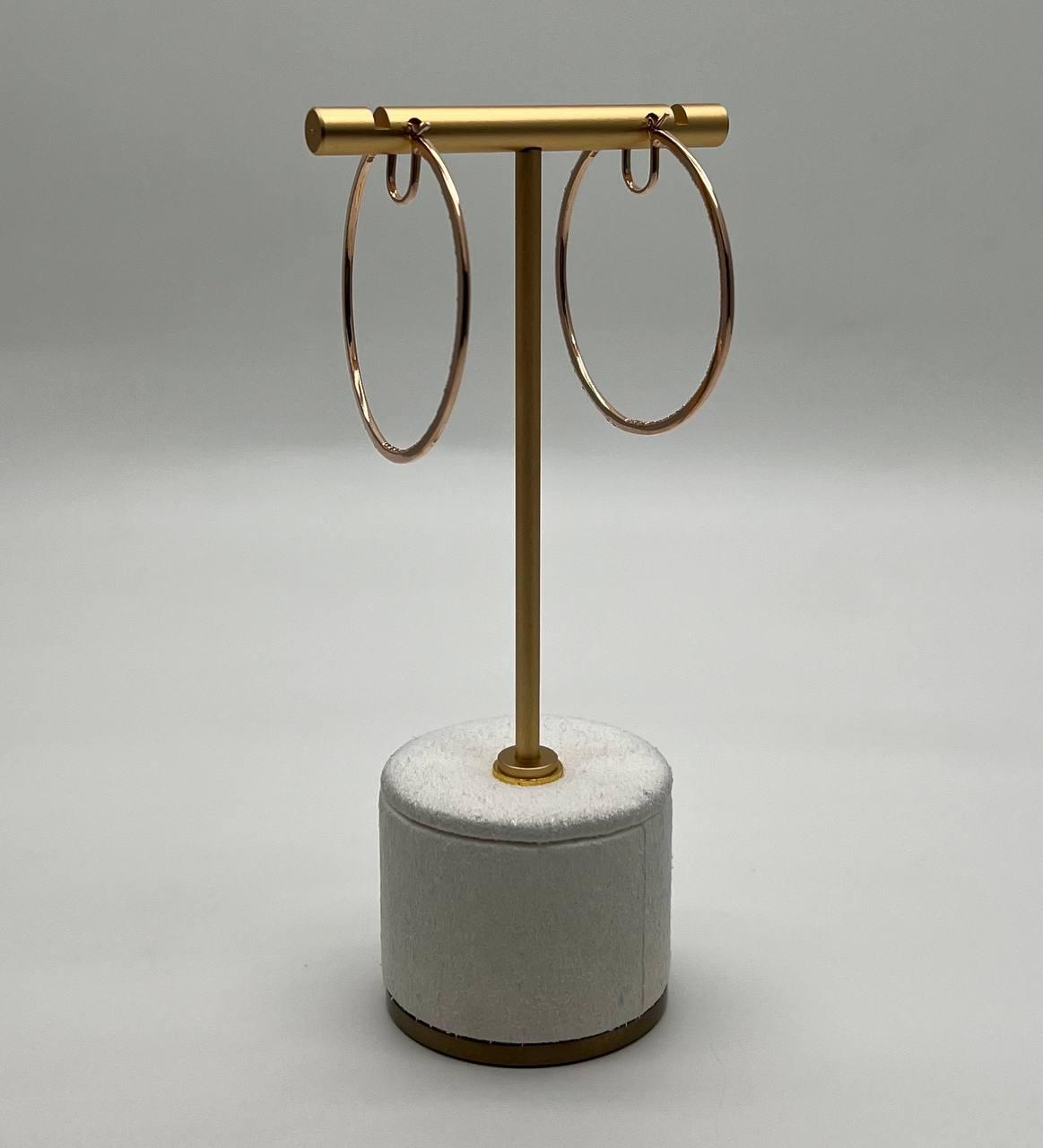 Large Jumbo Diamond Hoop 14K Rose Gold Thin Hoops Earrings