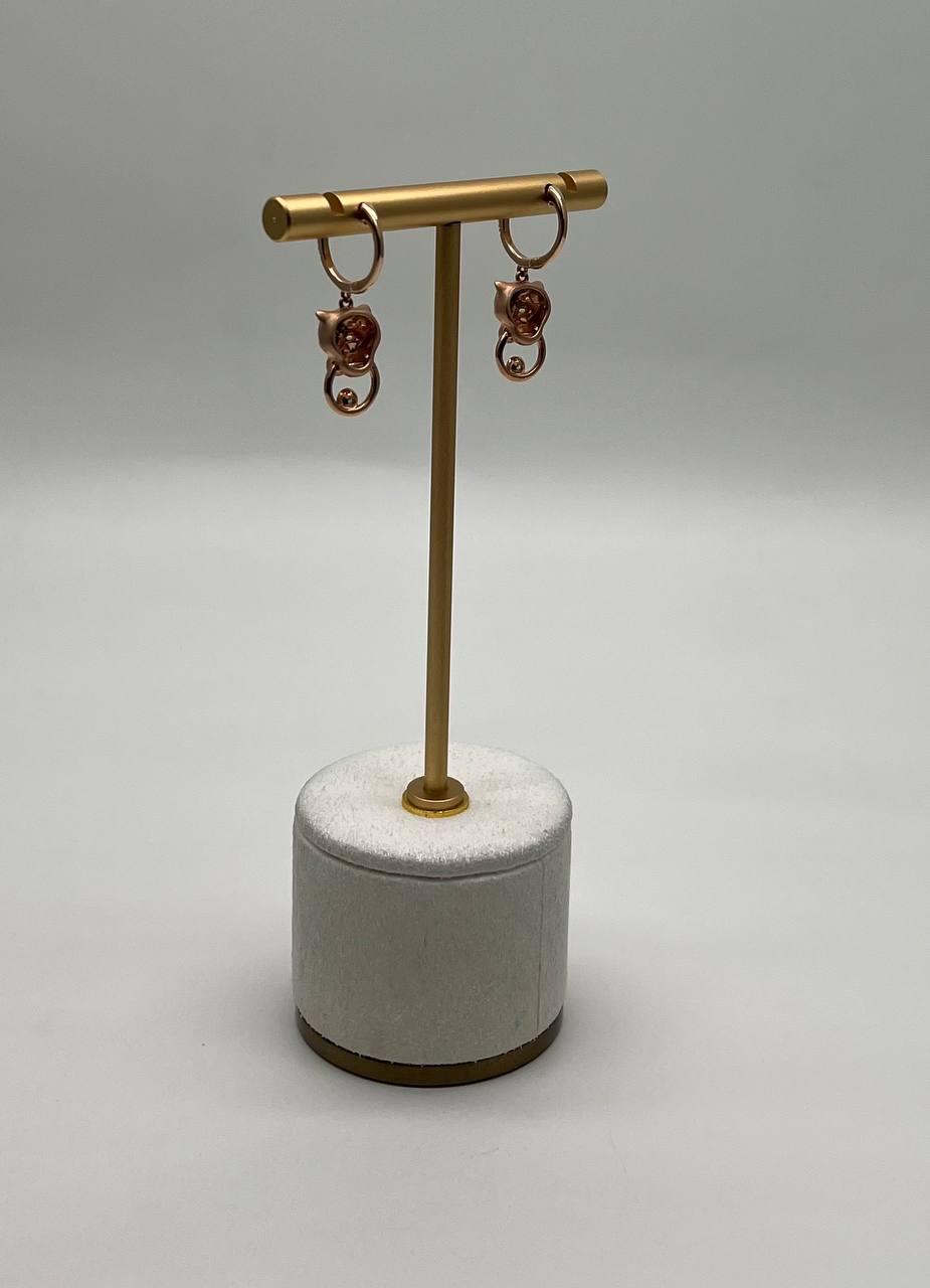 Panther Lioness Leopard Diamond 14K Rose Gold Statement Dangle Emerald Earrings