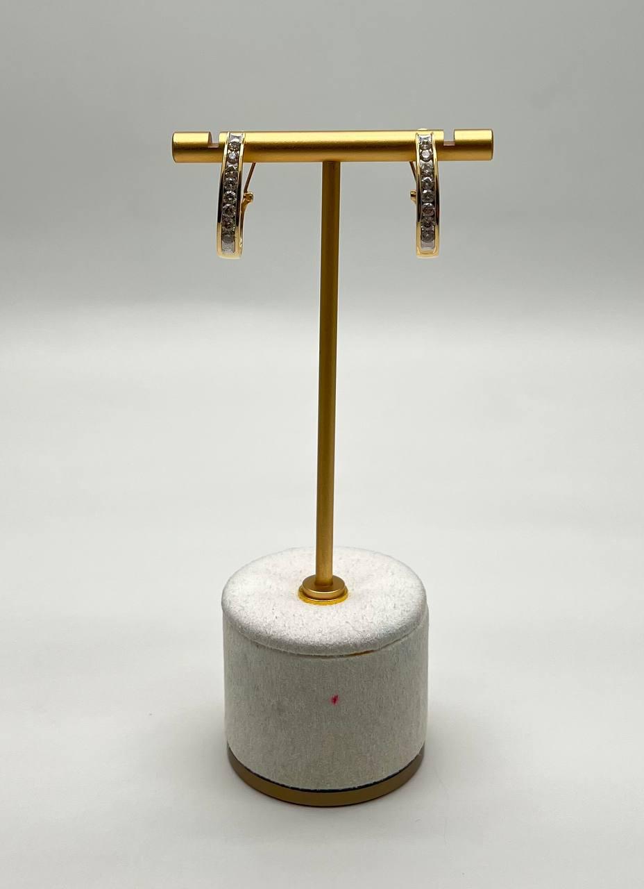 Channel Set White Diamonds 14K Yellow Gold Huggie Hoops Earrings