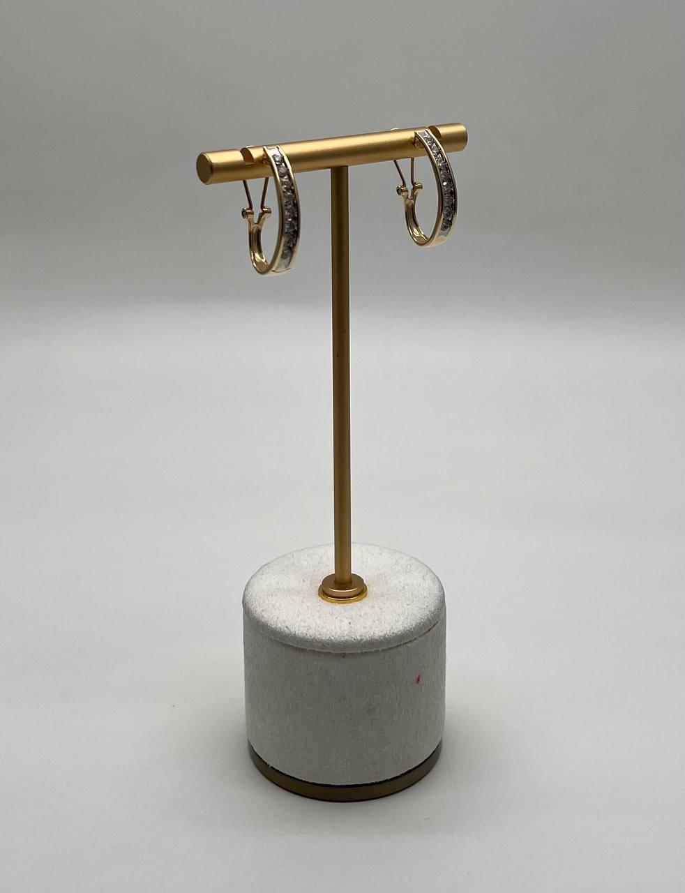 Channel Set White Diamonds 14K Yellow Gold Huggie Hoops Earrings