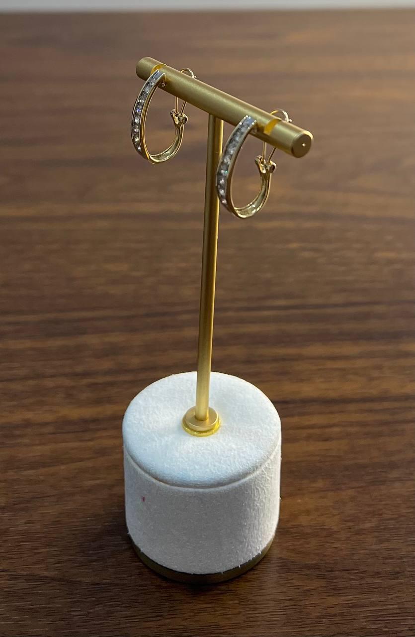 Channel Set White Diamonds 14K Yellow Gold Huggie Hoops Earrings