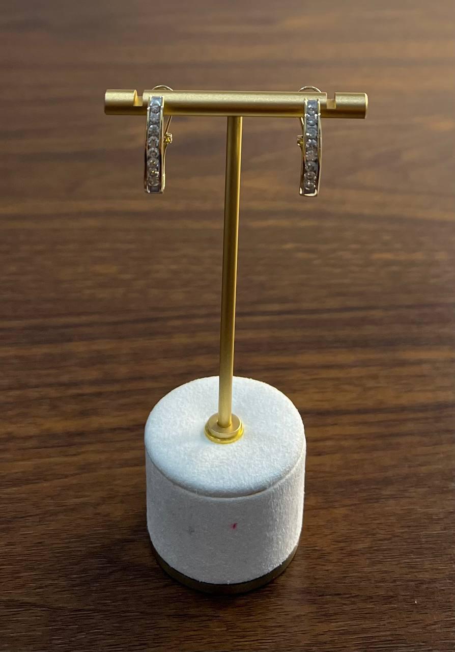 Channel Set White Diamonds 14K Yellow Gold Huggie Hoops Earrings