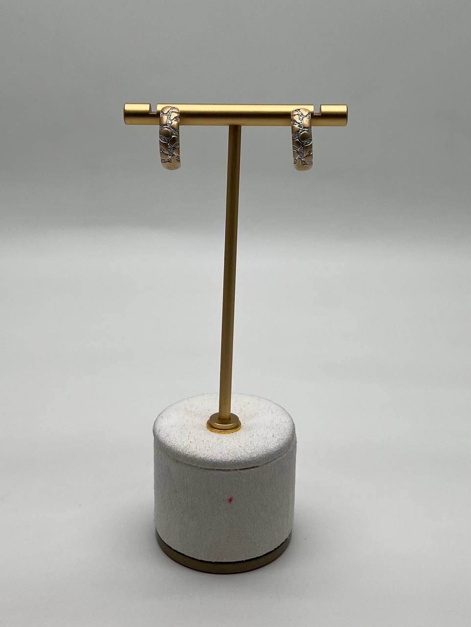 Hammered Diamonds Pave Set 14K Yellow Gold Huggie Hoops Earrings