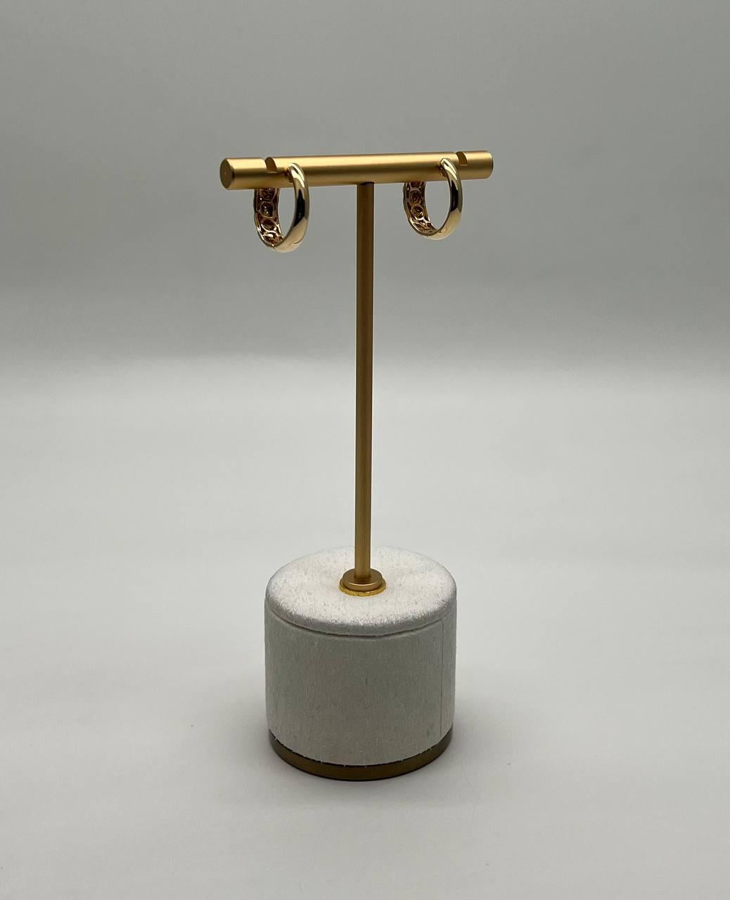 Hammered Diamonds Pave Set 14K Yellow Gold Huggie Hoops Earrings