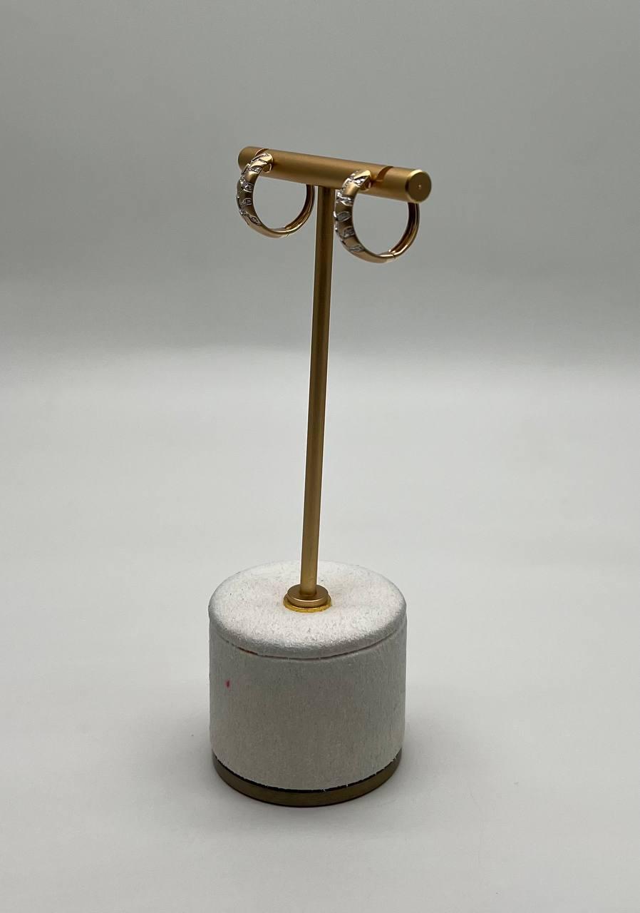 Hammered Diamonds Pave Set 14K Yellow Gold Huggie Hoops Earrings