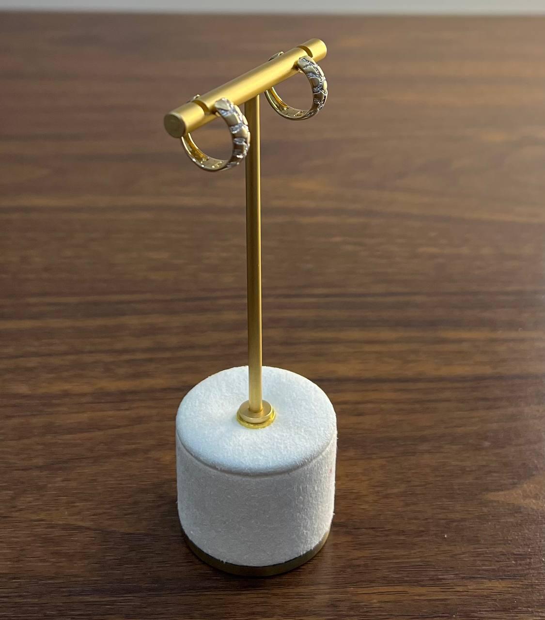 Hammered Diamonds Pave Set 14K Yellow Gold Huggie Hoops Earrings