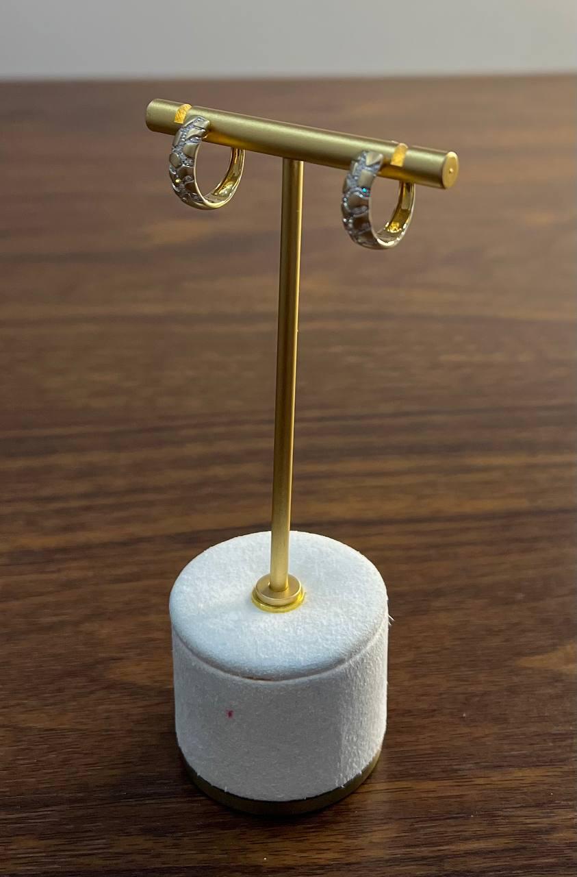 Hammered Diamonds Pave Set 14K Yellow Gold Huggie Hoops Earrings