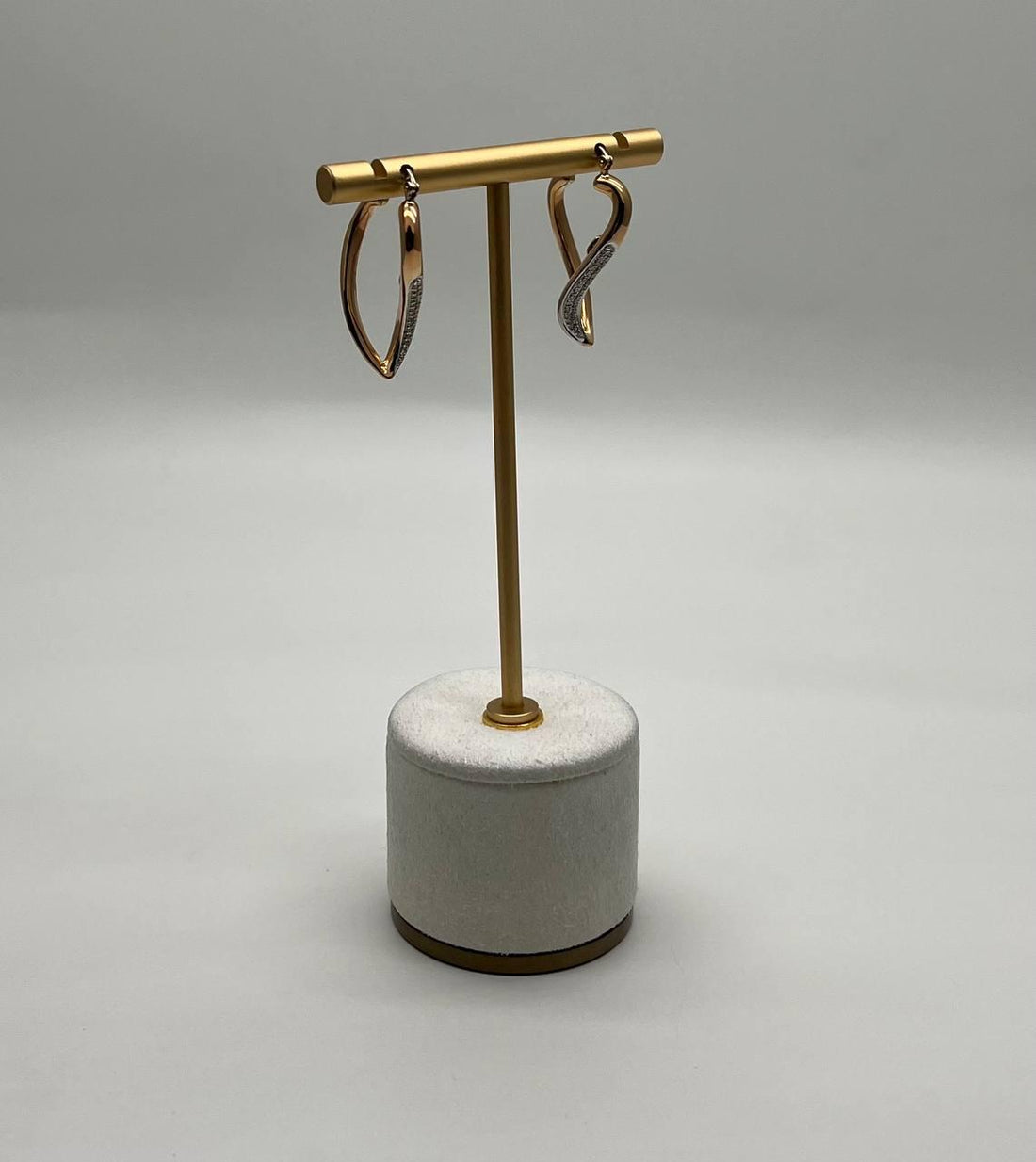 Geometric Waves Diamond 14K Rose Gold Statement Dangle Earrings