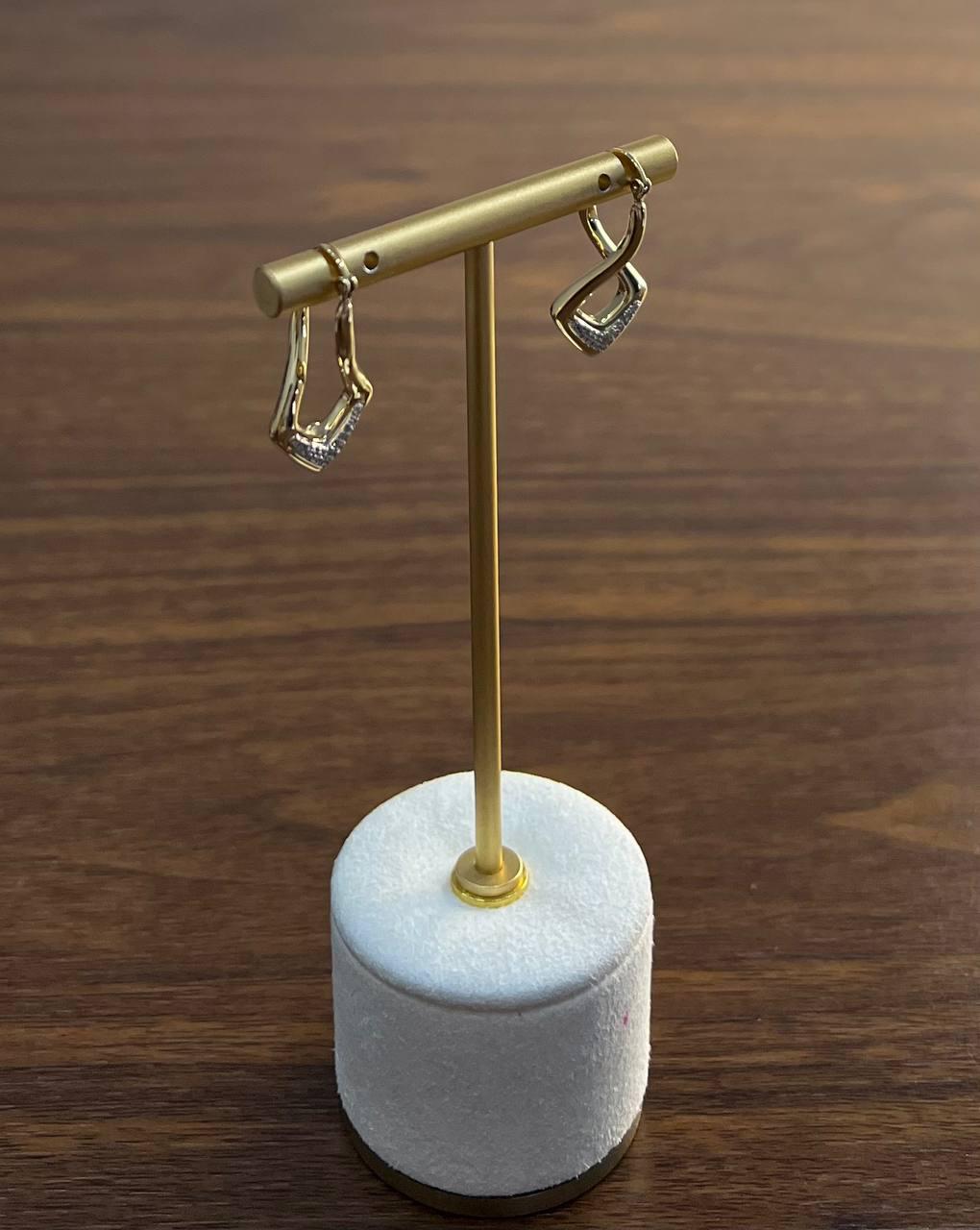 Triangle Rhombus 14K Yellow Gold Diamond Fashion Huggie Earrings