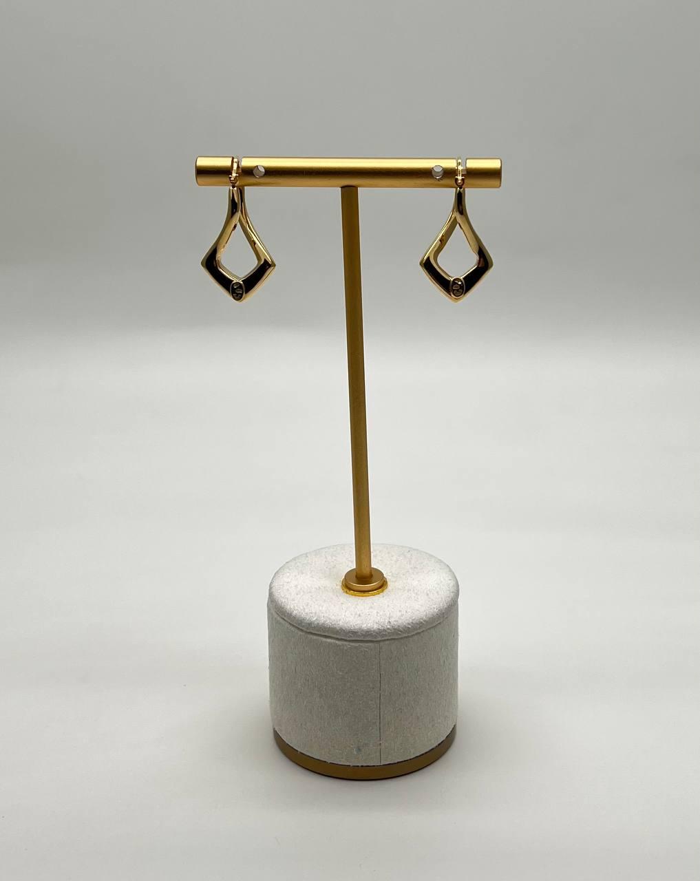 Triangle Rhombus 14K Yellow Gold Diamond Fashion Huggie Earrings