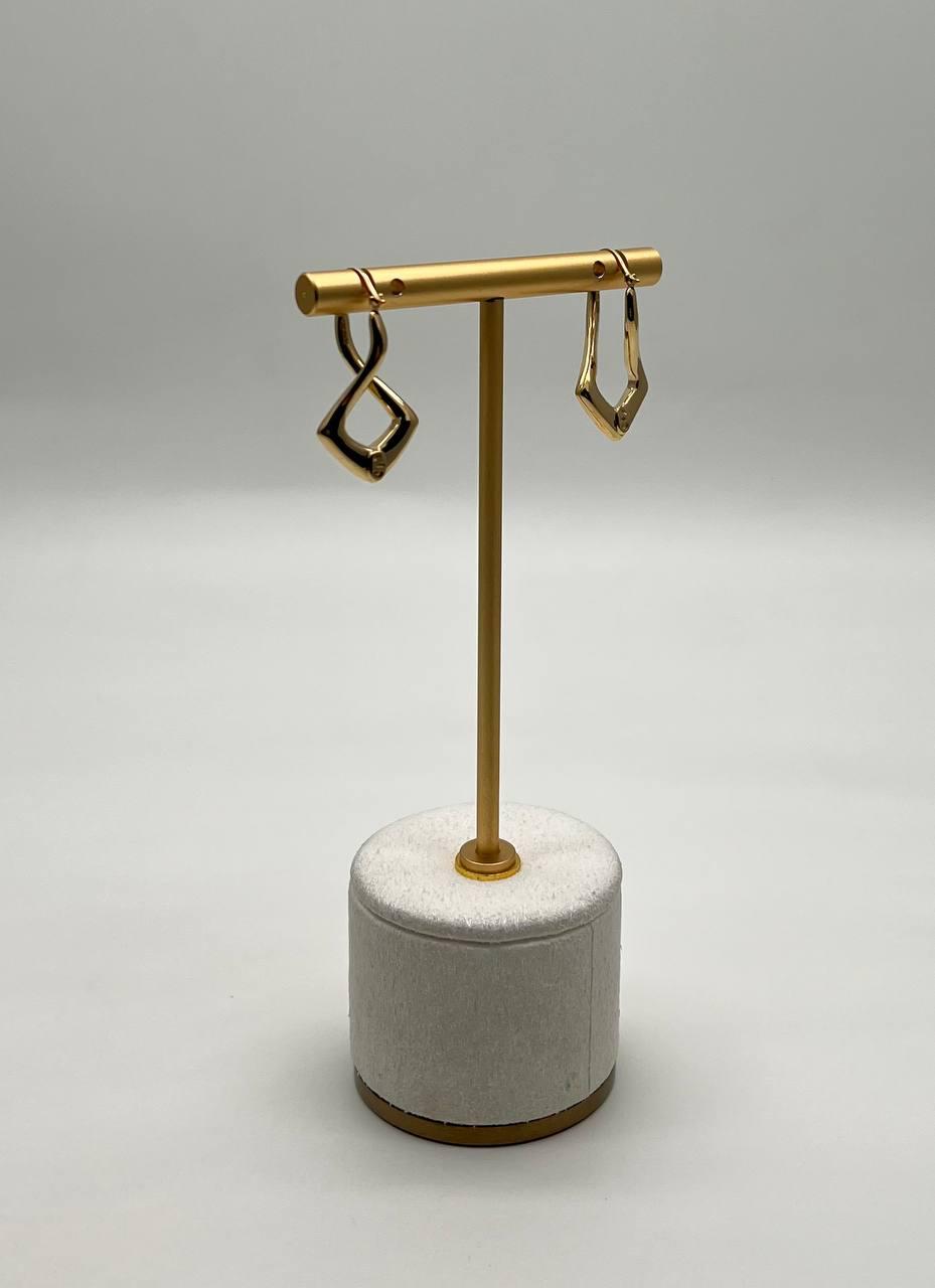 Triangle Rhombus 14K Yellow Gold Diamond Fashion Huggie Earrings
