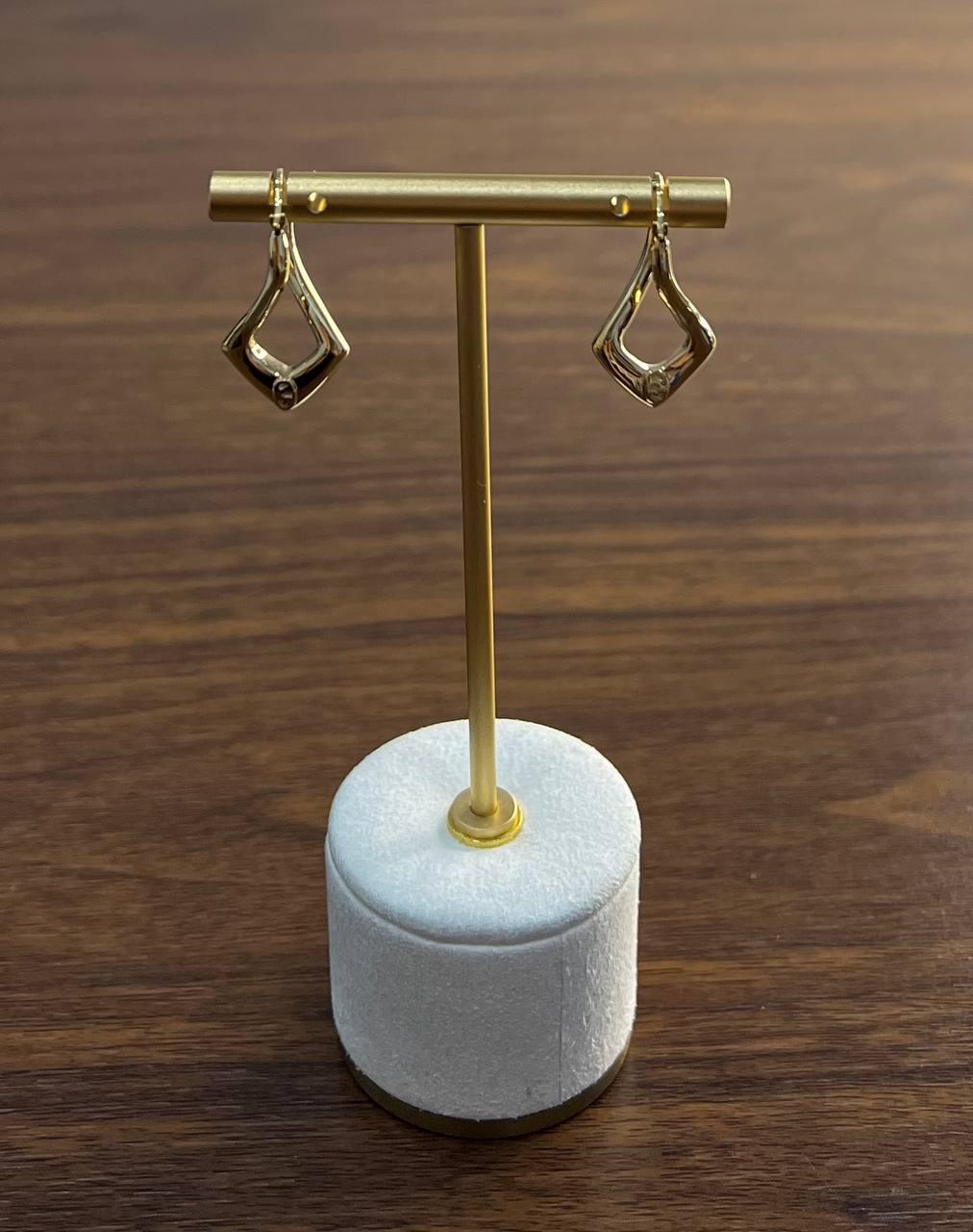 Triangle Rhombus 14K Yellow Gold Diamond Fashion Huggie Earrings