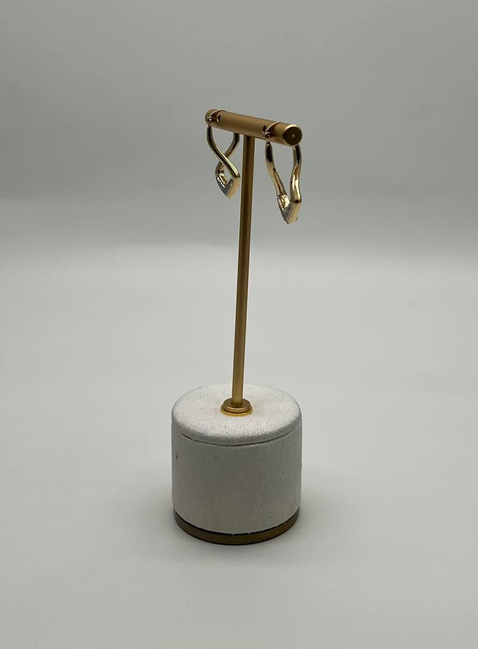 Triangle Rhombus 14K Yellow Gold Diamond Fashion Huggie Earrings