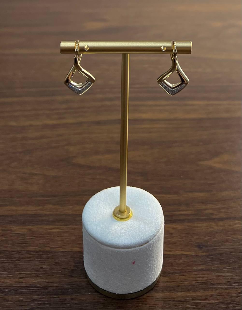 Triangle Rhombus 14K Yellow Gold Diamond Fashion Huggie Earrings