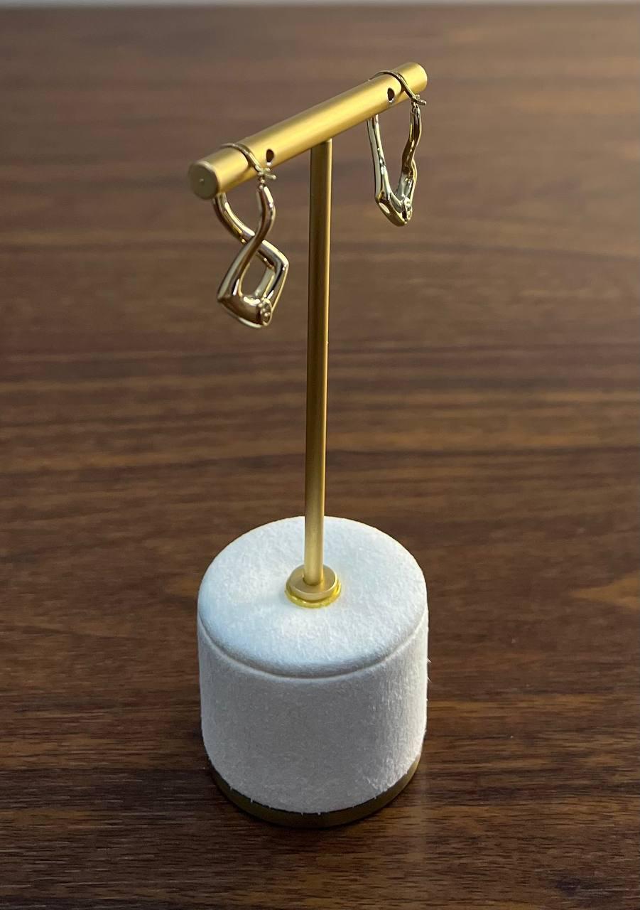 Triangle Rhombus 14K Yellow Gold Diamond Fashion Huggie Earrings