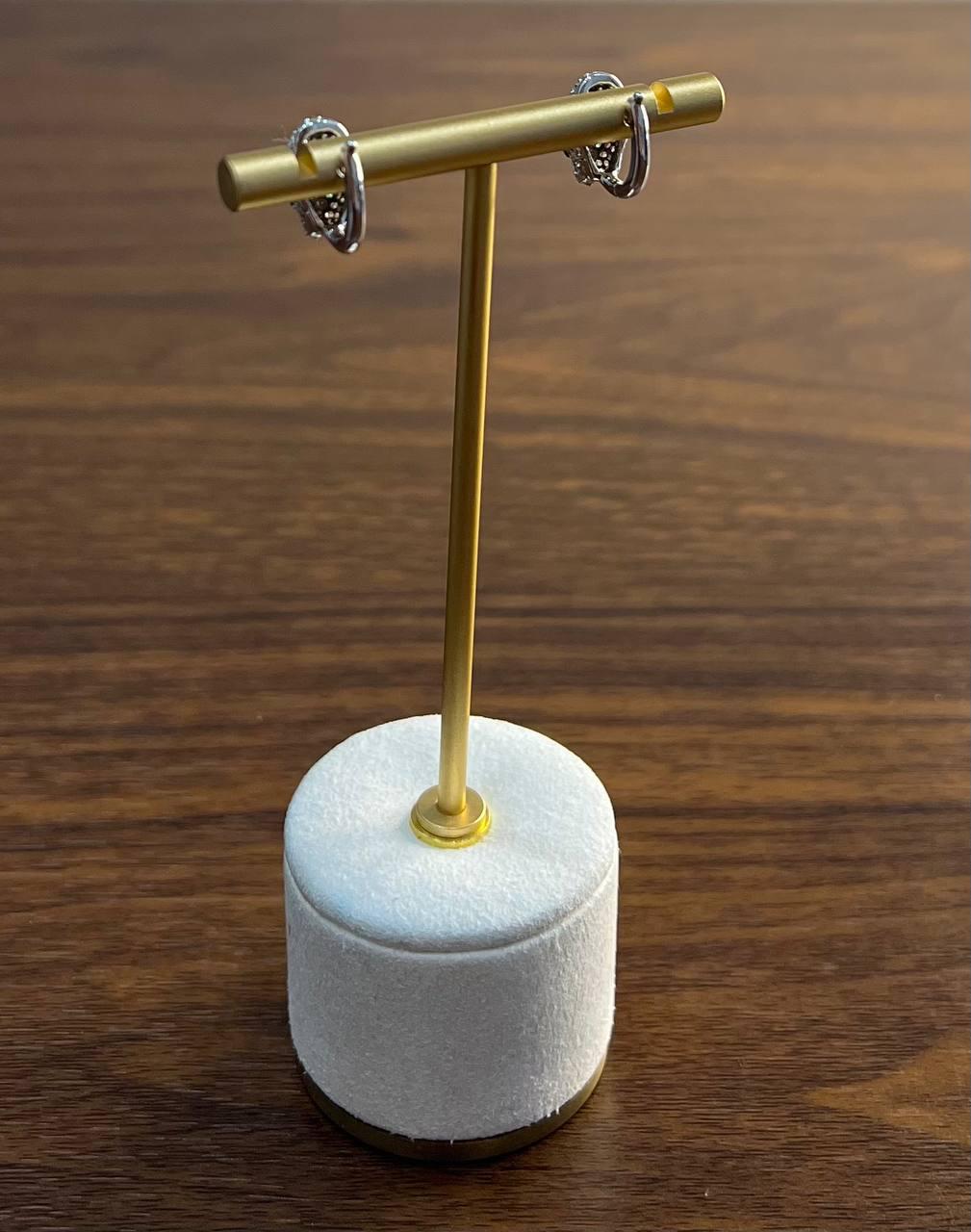 White Snow Leopard Panther Diamond Pave Set 14K White Gold Emerald Earrings