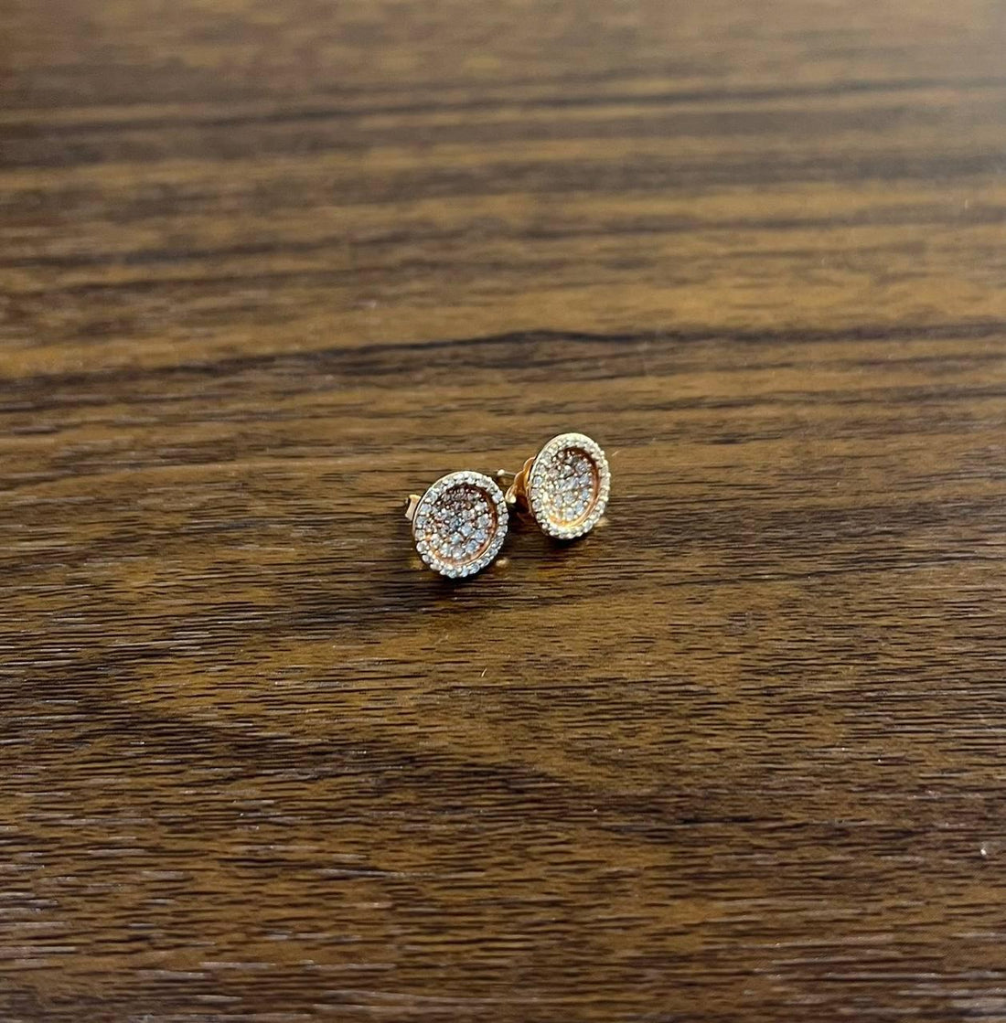 Brilliant Diamonds Cluster Pave-Set 14K Rose Gold Classic Stud Earrings