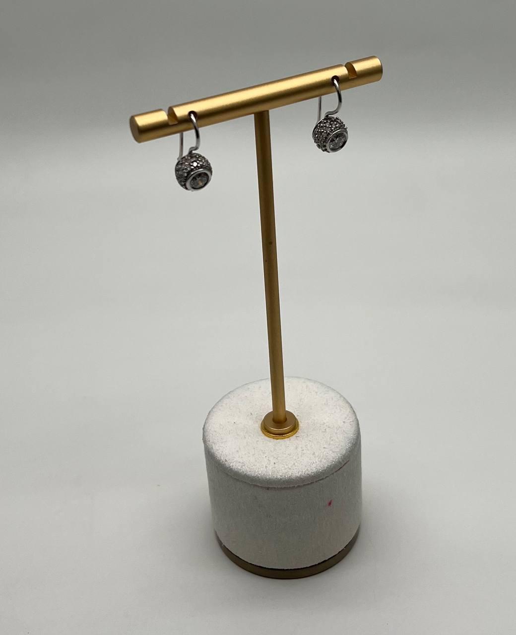 Round Brilliant Cut Diamond Solitaire & Pave 14K White Gold Drop Dangle Earrings