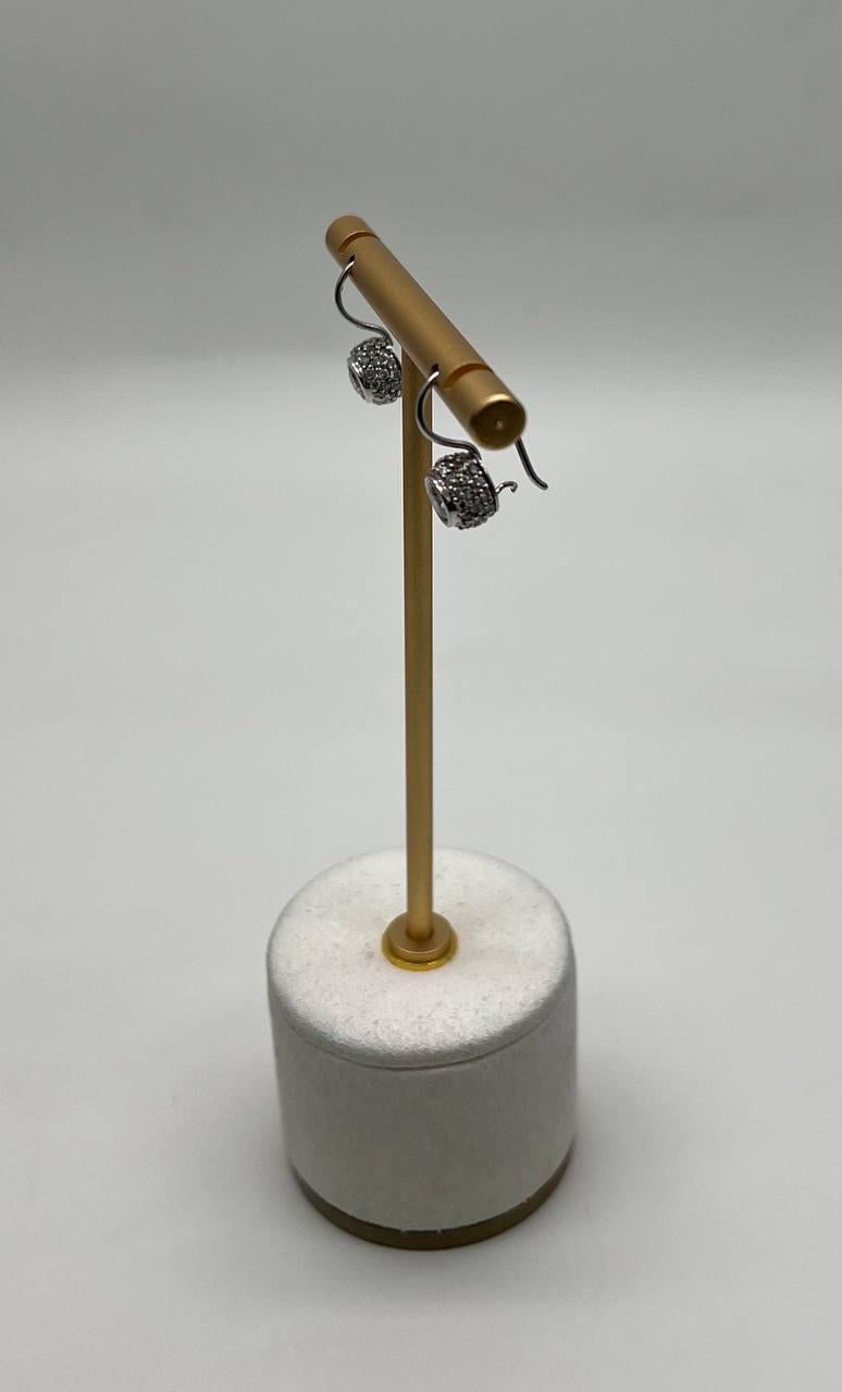 Round Brilliant Cut Diamond Solitaire & Pave 14K White Gold Drop Dangle Earrings