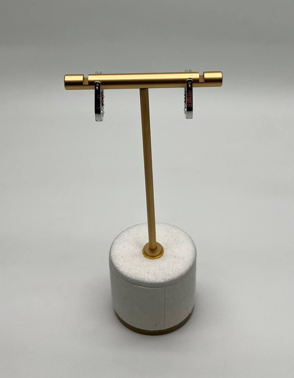 Classic Diamonds Small Huggie Hoops 14K White Gold Earrings