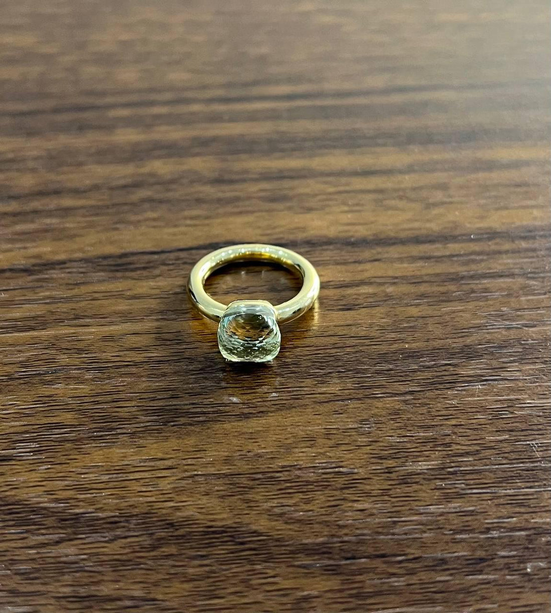 Green Amethyst Unique Nudo Faceted Cut 14K Yellow Gold Statement Cocktail Ring