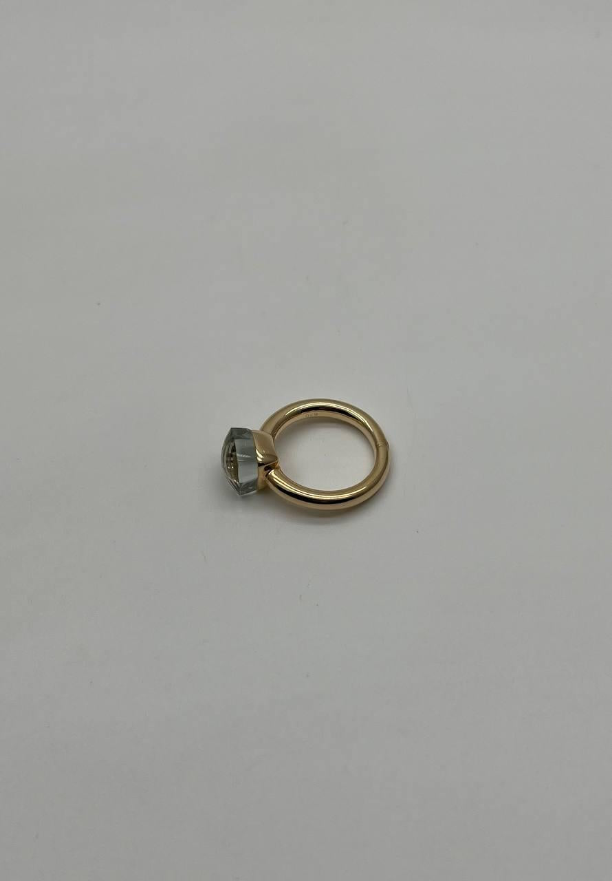 Green Amethyst Unique Nudo Faceted Cut 14K Yellow Gold Statement Cocktail Ring