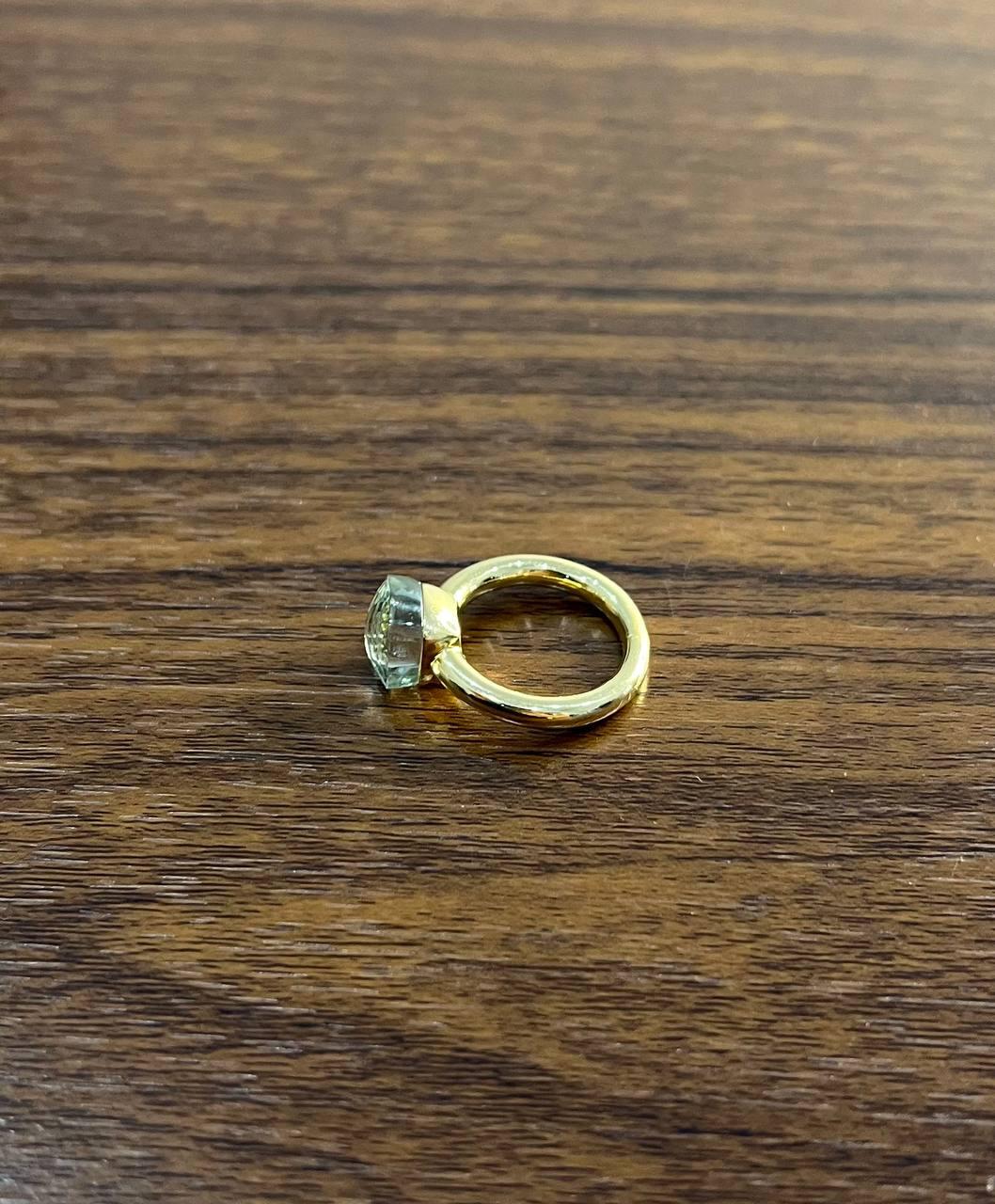 Green Amethyst Unique Nudo Faceted Cut 14K Yellow Gold Statement Cocktail Ring