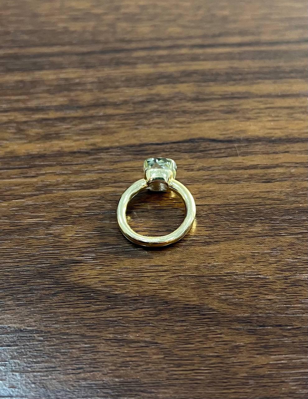 Green Amethyst Unique Nudo Faceted Cut 14K Yellow Gold Statement Cocktail Ring