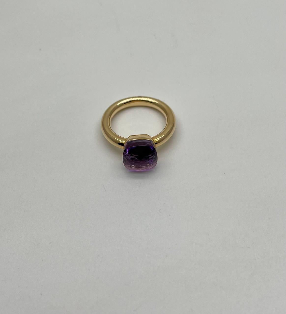 Violet Amethyst Unique Nudo Faceted Cut 14K Yellow Gold Statement Cocktail Ring