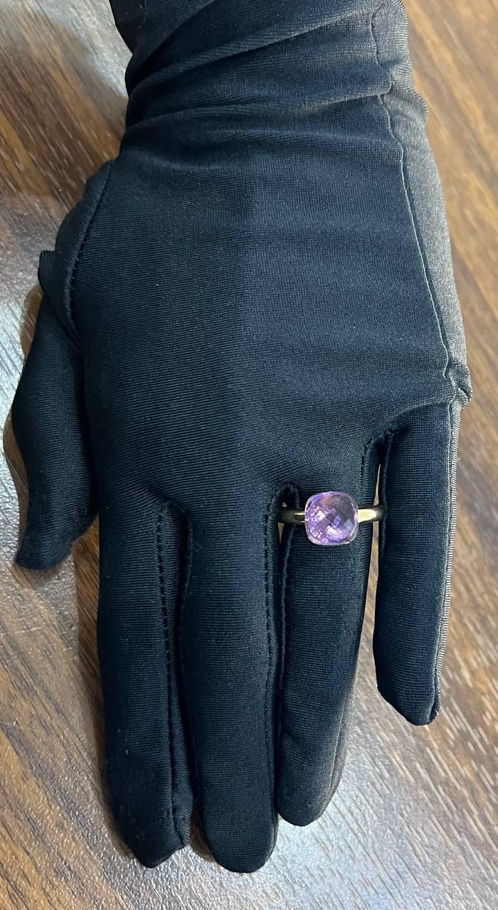 Violet Amethyst Unique Nudo Faceted Cut 14K Yellow Gold Statement Cocktail Ring