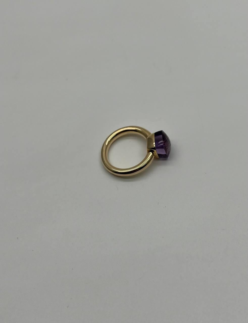 Violet Amethyst Unique Nudo Faceted Cut 14K Yellow Gold Statement Cocktail Ring