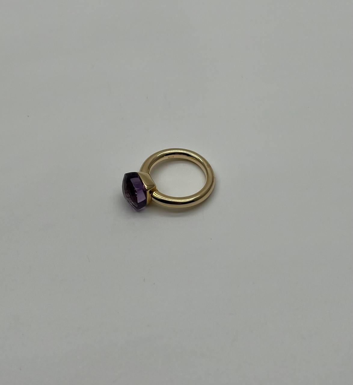 Violet Amethyst Unique Nudo Faceted Cut 14K Yellow Gold Statement Cocktail Ring