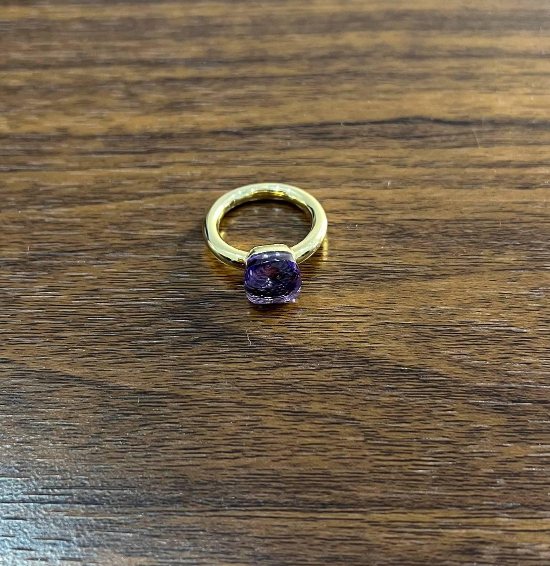 Violet Amethyst Unique Nudo Faceted Cut 14K Yellow Gold Statement Cocktail Ring