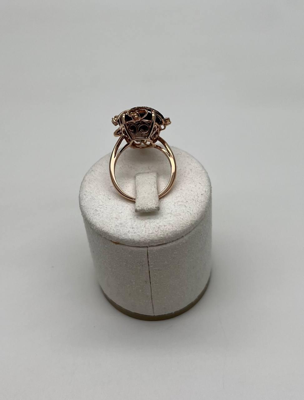 Oval Shape Brown Smoky Quartz Diamonds Halo Scroll Motifs 14K Yellow Gold Ring
