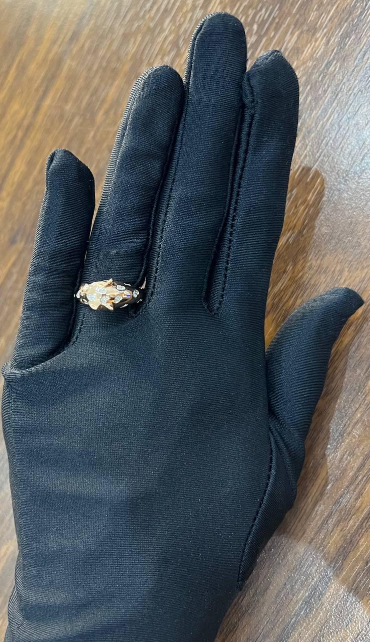 Leopard Panther Cheetah Cat Diamond Flush Set 14K Rose Gold Statement Ring