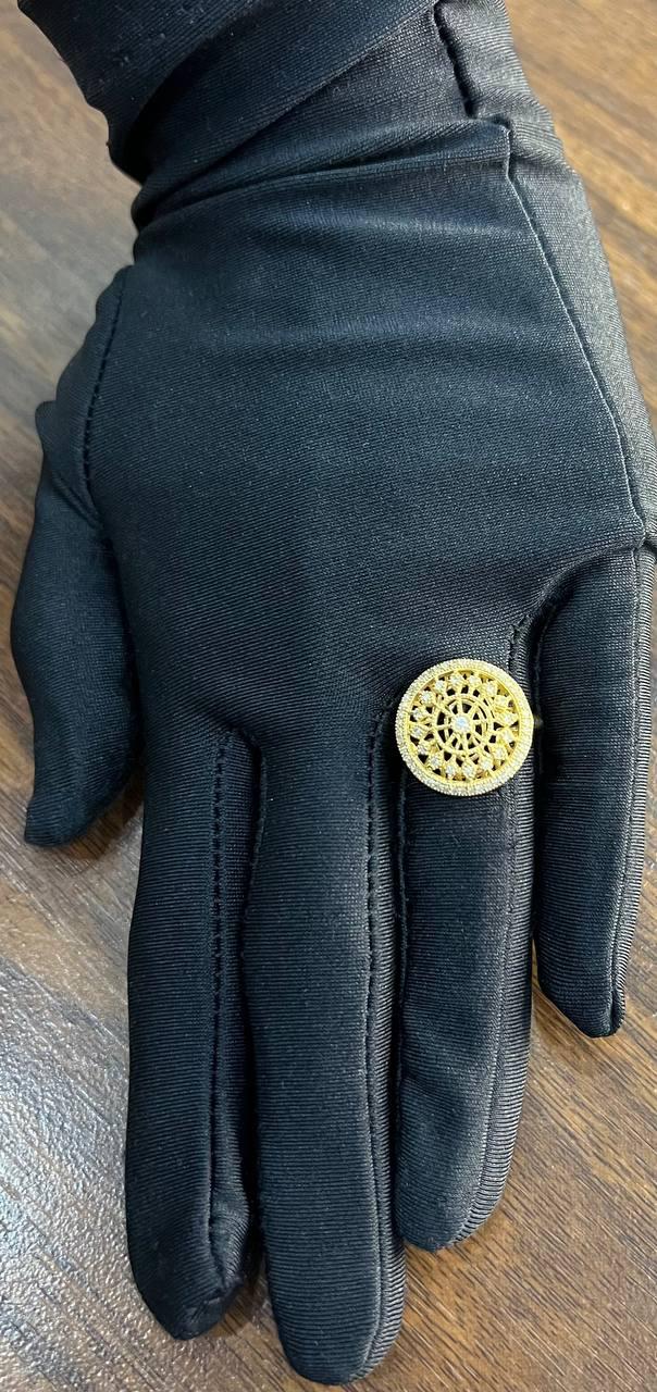 Diamond Compass Filigree Halo 14K Yellow Gold Statement Symbol Ring