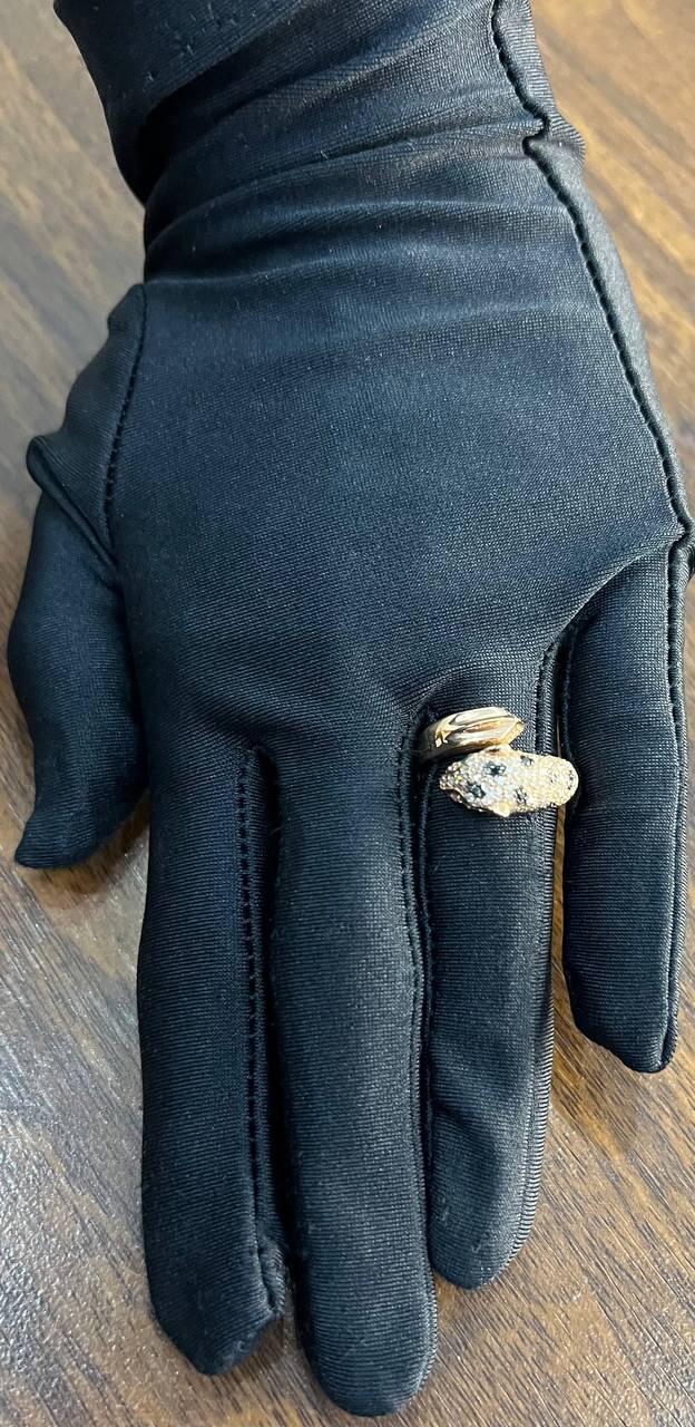 Spotted Leopard Panther Jaguar Diamond Pave 14K Rose Gold Emerald Eyes Ring