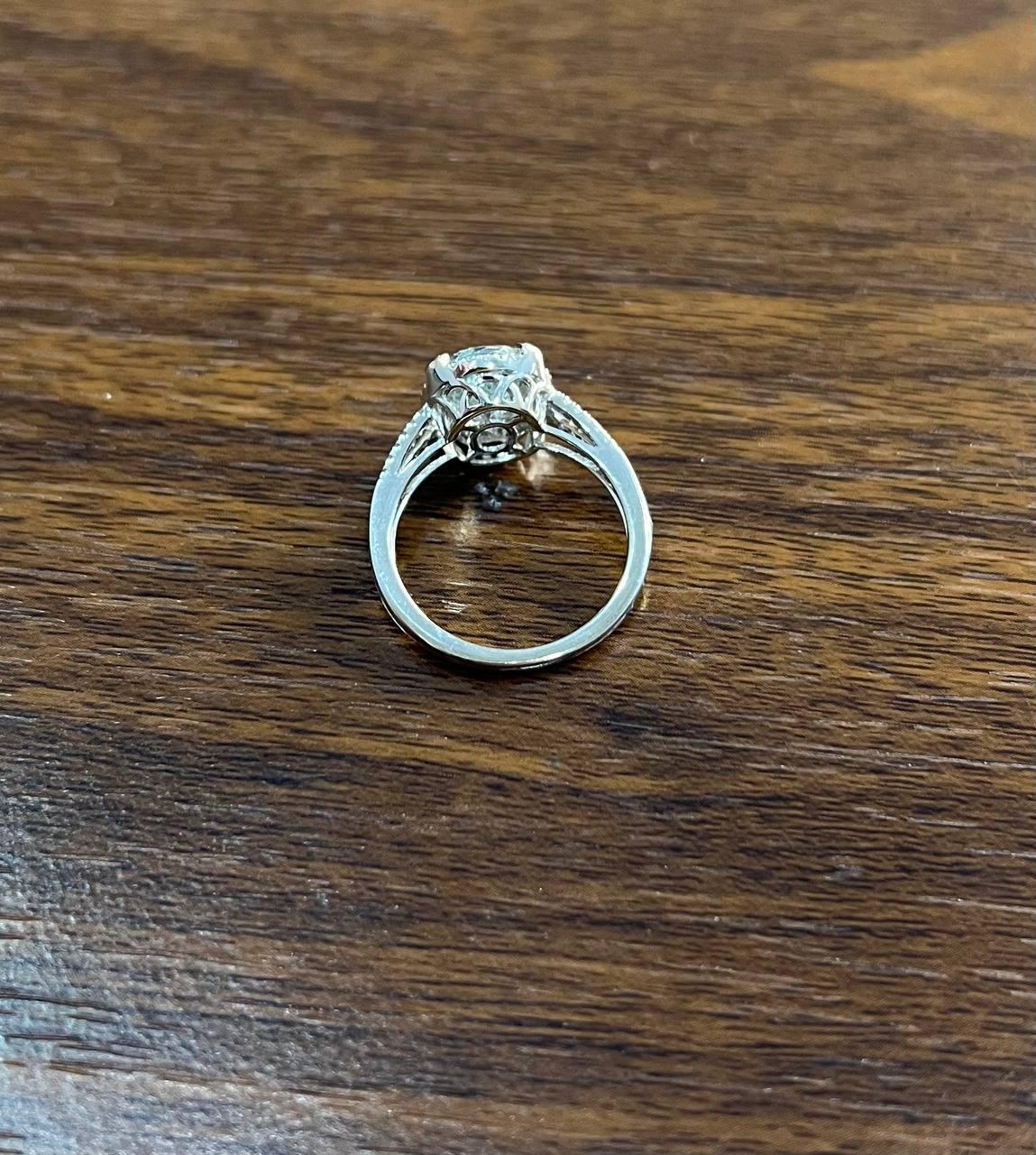 Oval Cut Blue Aquamarine Diamond Halo Pave 14K White Gold Statement Ring