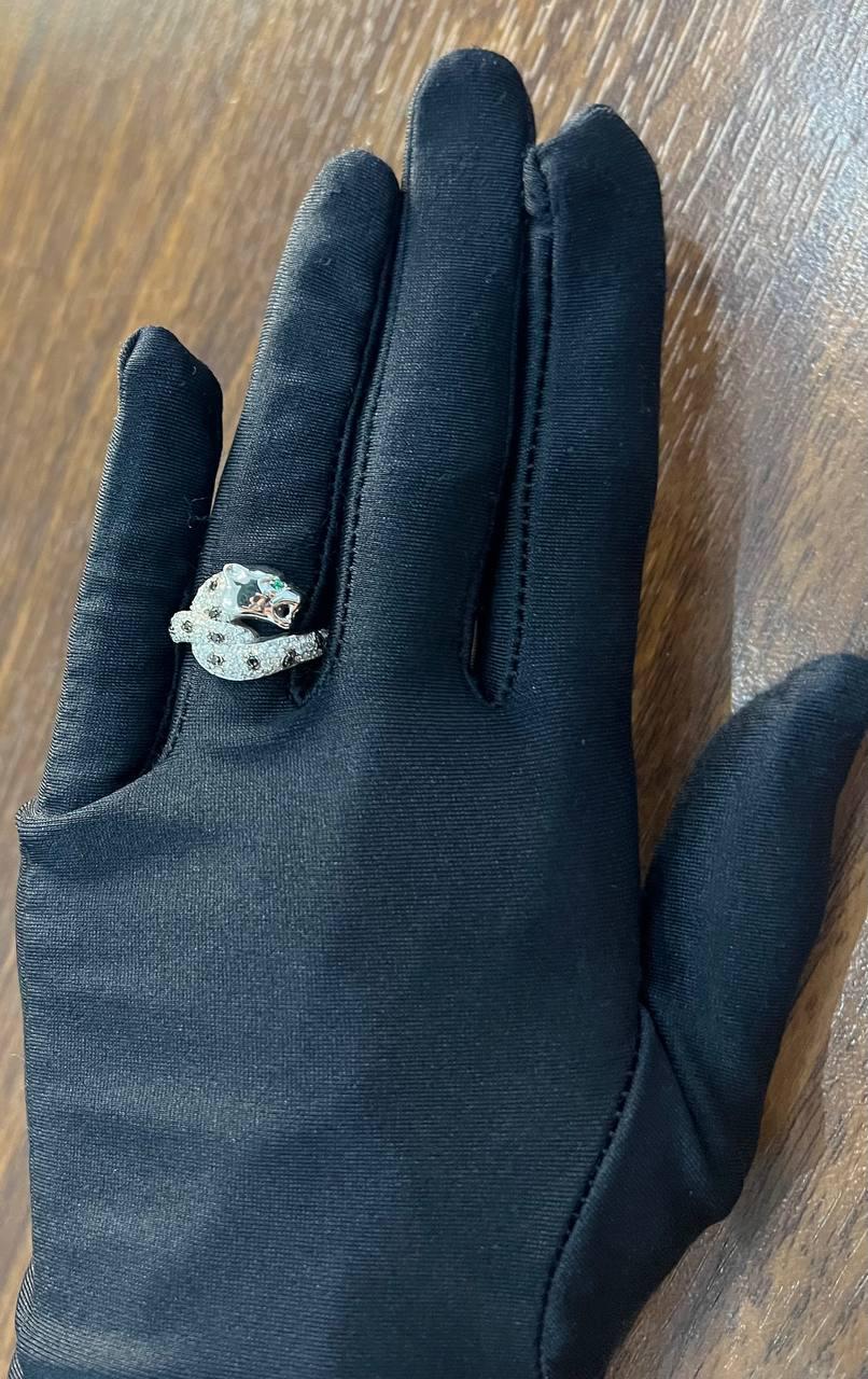 Snow White Leopard Jaguar Panther Diamond Pave 14K White Gold Statement Ring