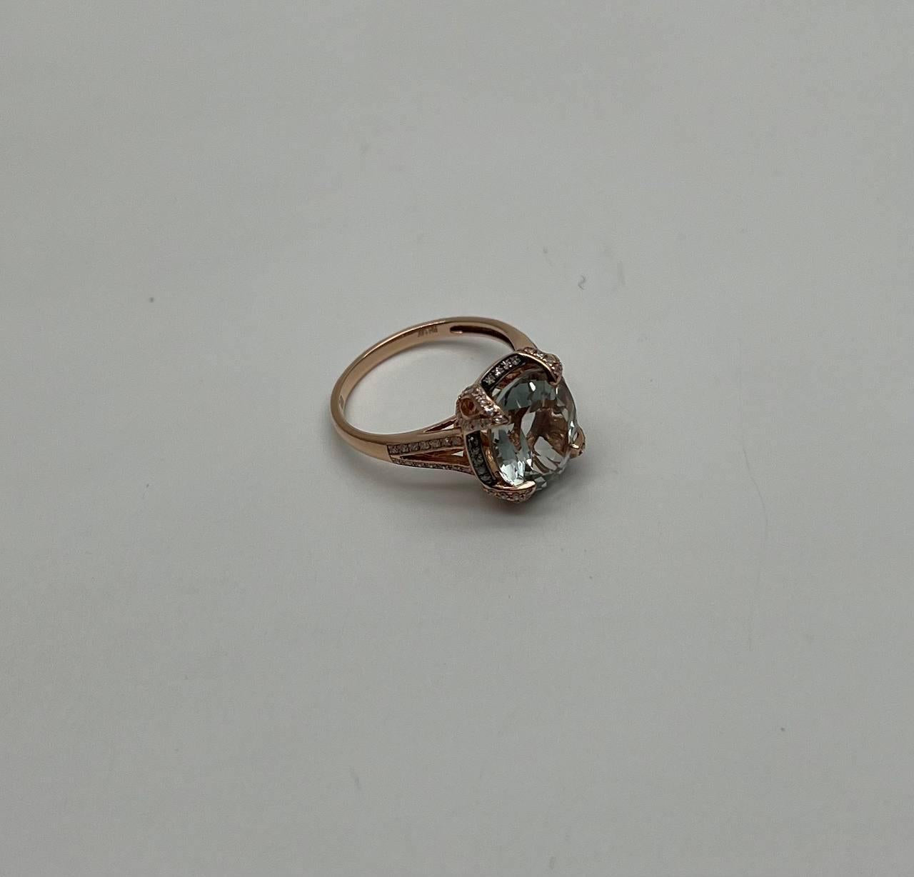 Oval Shape Green Amethyst Prasiolite Diamond Halo 14K Rose Gold Statement Ring