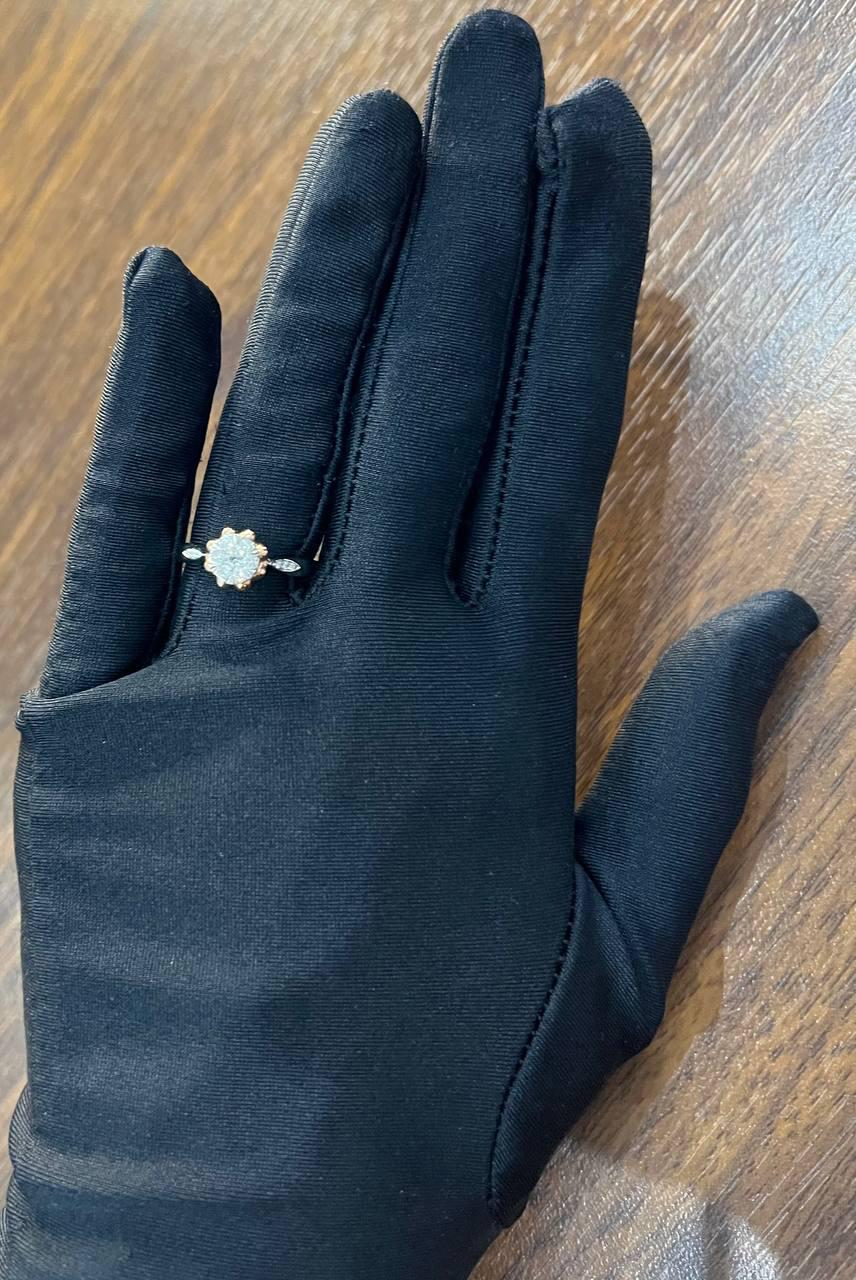 White Diamond Brilliant Floral Flower 14K Rose White Gold Statement Dainty Ring